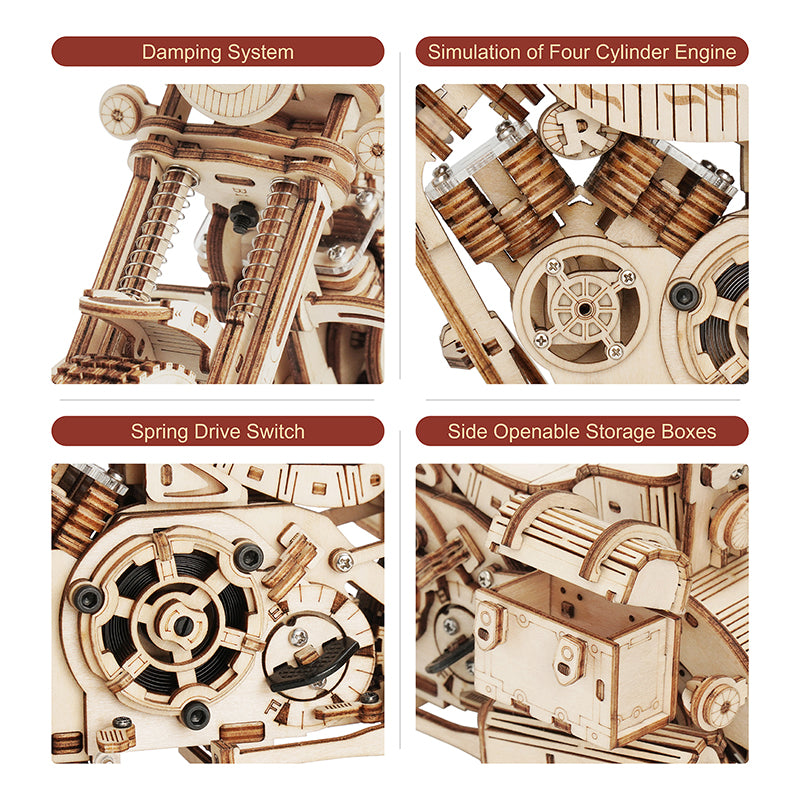 Cruiser Motorcycle - Wooden Mechanical 3D Puzzle