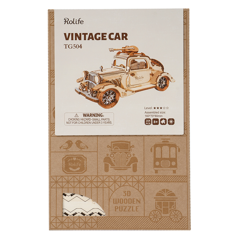 Vintage Car - Wooden Mechanical 3D Puzzle