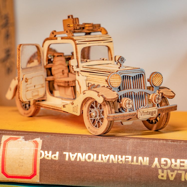 Vintage Car - Wooden Mechanical 3D Puzzle