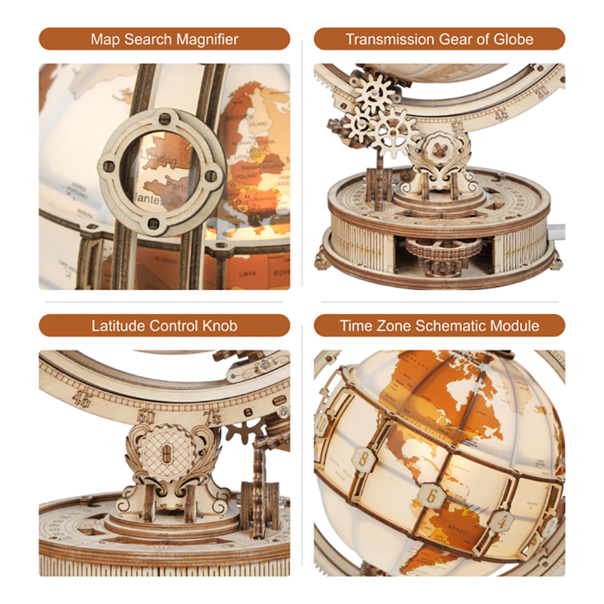 Luminous Globe - Wooden Mechanical 3D Puzzle