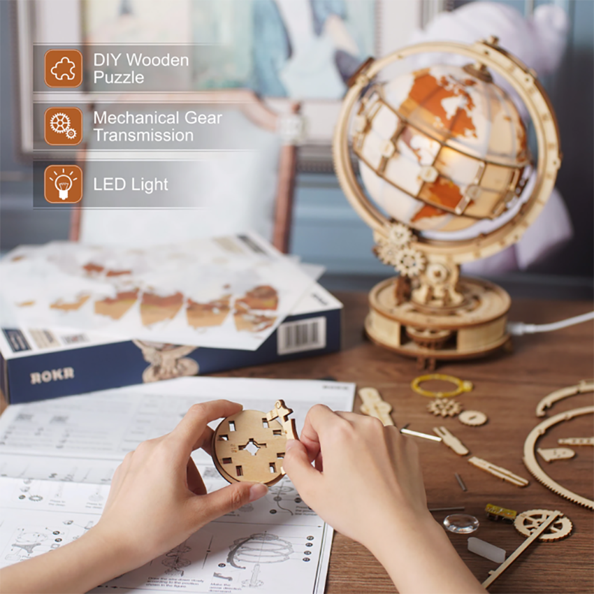 Luminous Globe - Wooden Mechanical 3D Puzzle
