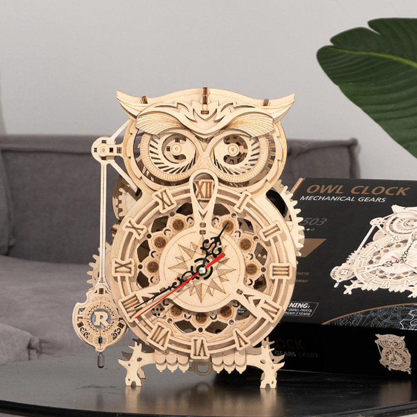 Owl Clock - Wooden Mechanical 3D Puzzle