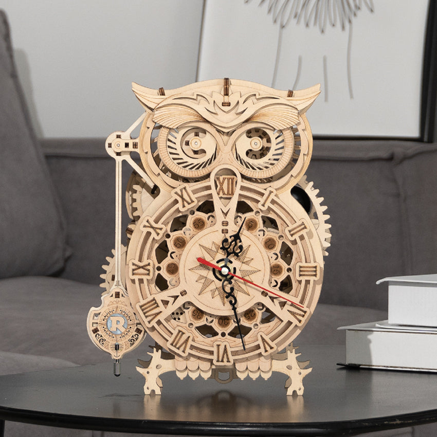 Owl Clock - Wooden Mechanical 3D Puzzle