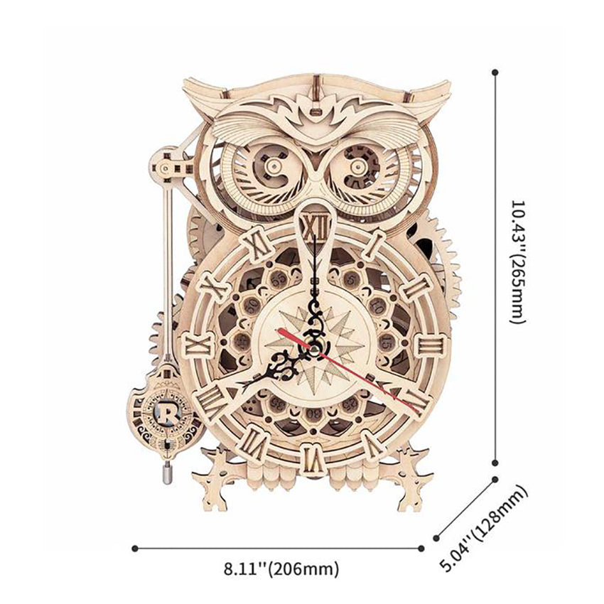 Owl Clock - Wooden Mechanical 3D Puzzle