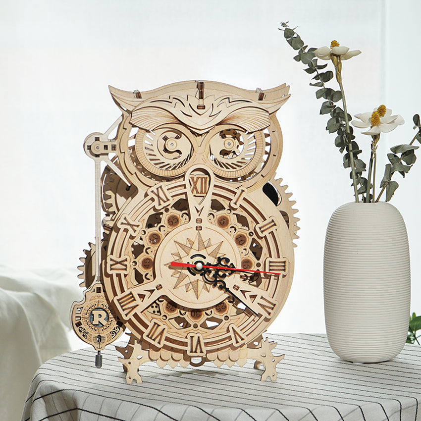 Owl Clock - Wooden Mechanical 3D Puzzle