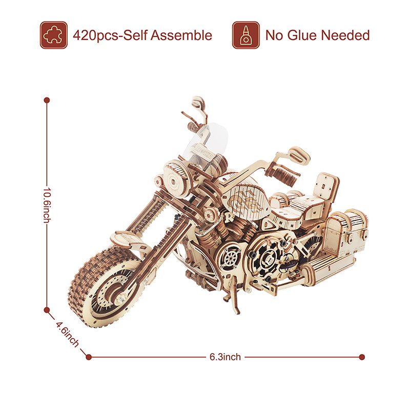 Cruiser Motorcycle - Wooden Mechanical 3D Puzzle