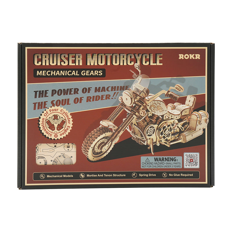Cruiser Motorcycle - Wooden Mechanical 3D Puzzle