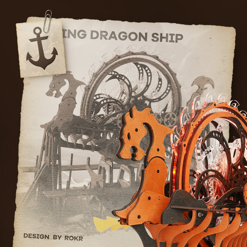 Viking Dragon Ship - Wooden Mechanical 3D Puzzle