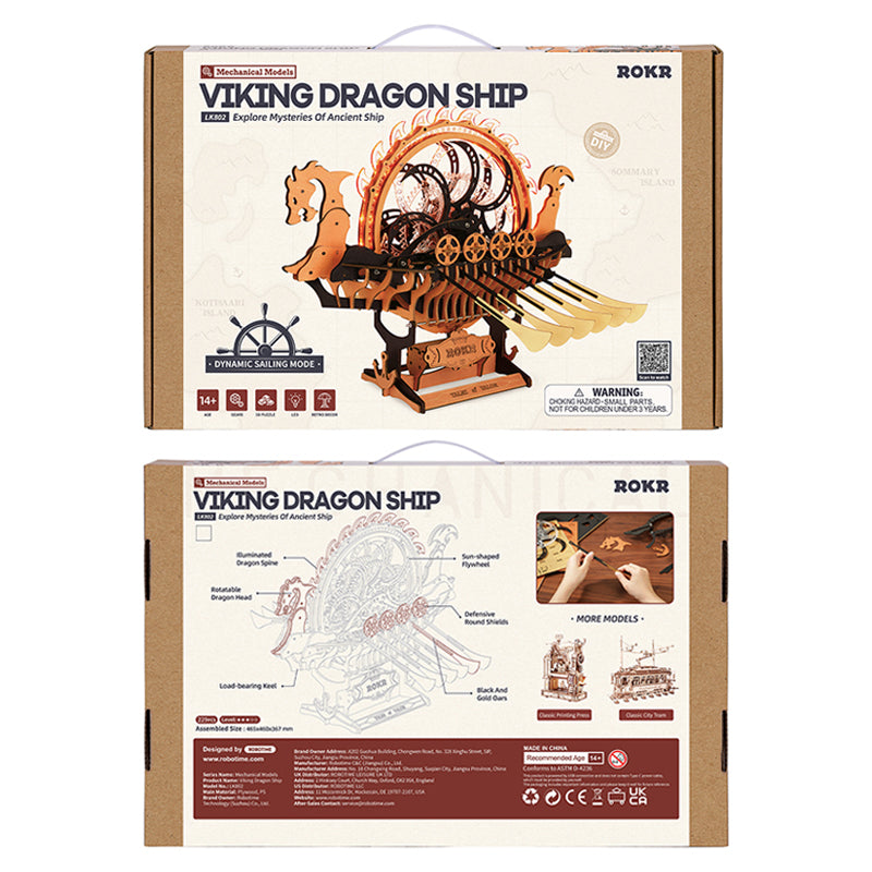 Viking Dragon Ship - Wooden Mechanical 3D Puzzle
