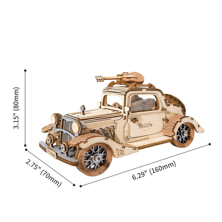 Vintage Car - Wooden Mechanical 3D Puzzle