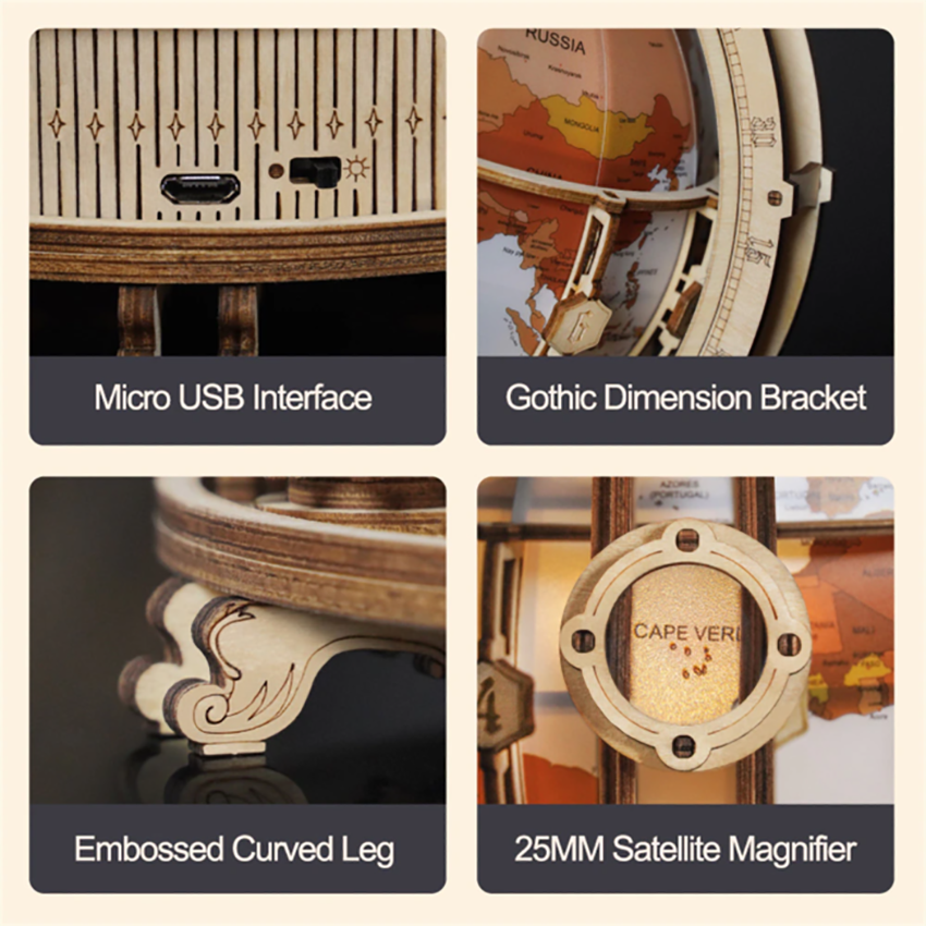Luminous Globe - Wooden Mechanical 3D Puzzle